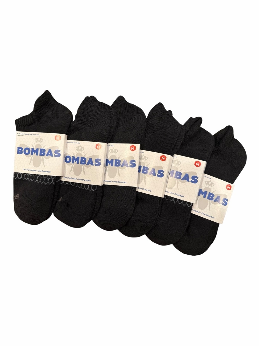 NWT Bombas Unisex Black Bee Better Ankle Honeycomb Socks Size Medium Set Of 6
